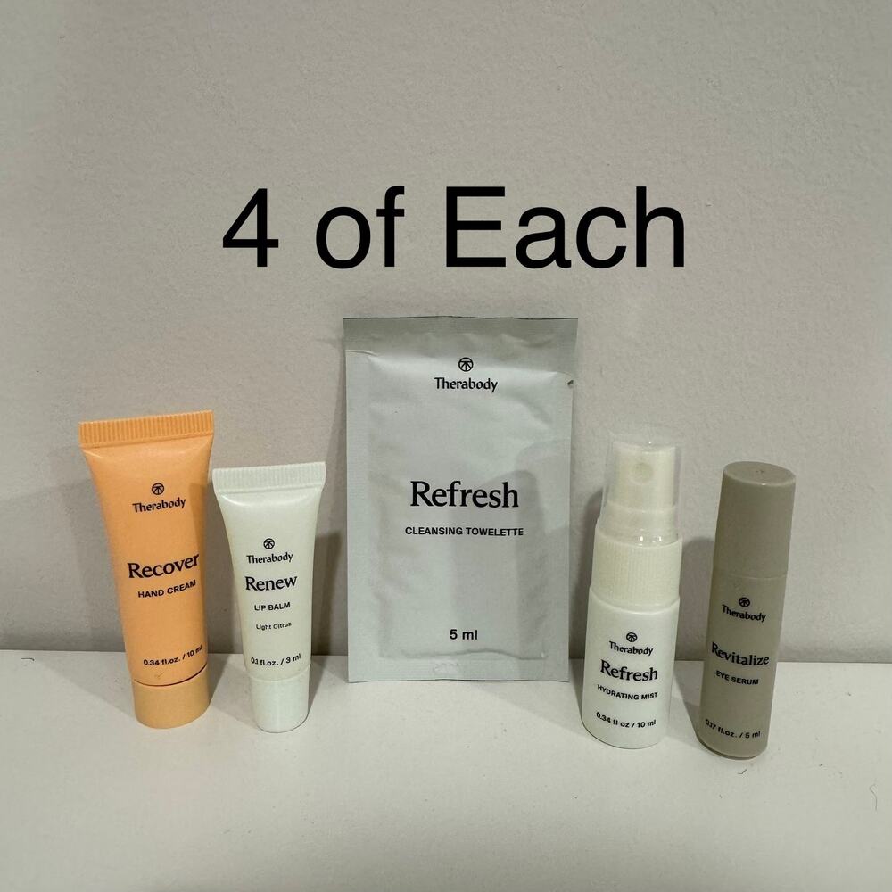 TheraBody TheraFace 5 Piece Mini Travel Set x 4 Eye Serum Cream Balm Skincare
